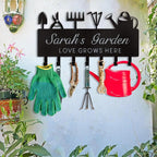 Personalized Key Holder for Wall, Custom Name Wall Mounted Black Key Hanger with Horticultural Garden Design, Key Racks Organizer for Hallway Entryway Front Door Storeroom Decor