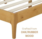 NTC Ruby Wooden Bed Frame with Headboard, Solid Oak and Rubber Wood Foundation with Silent Slats and Wood Central Supports, 1000 Lb Capacity, Effortless Assembly, King - Rustic Oak