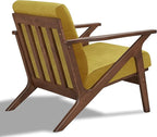 Zola Mid Century Modern Accent Chair Arm Chair, Living Room Furniture, Gold Velvet/Walnut