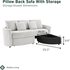 Studio Living® Beckett 92" Storage Sofa, Modern Farmhouse, Pocket Coil Comfort, Easy Assembly, Chenille Fabric, Ivory