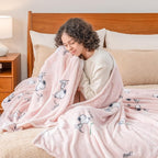 Berkshire Blanket Peanuts® VelvetLoft® Cute Character Snoopy Plush Blanket,Make A Wish Spring Pink,Twin 60 in x 90 in (Official Peanuts® Product)