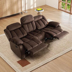 INZOY Manual Recliner Sofa with Padded Armrest, Wall-Hugger 3 Seat Reclining Love Seat Couches with Overstuffed Back, 3 Seater Reclining Chair for Living Room Theater Seating, Brown