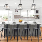 HAOBO Home 30" Low Back Metal Counter Stool Height Bar Stools [Set of 4] for Indoor/Outdoor Barstools, Matte Black