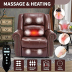 Recliner Chairs for Adults, Oversized Bedroom Chair with Massage, Sofa Chair Home Theater Seating with Lumbar Support, Lift Chair for Elderly, Nursery Chair for Living Room (Genuine Leather)