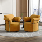KEIKI Modern Comfy Swivel Accent Reading Chair, 360°Round Upholstered Barrel Armchair Single Club Lounge Sofa Chairs for Living Room,Bedroom, Office,Orange