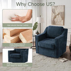 UIXE Swivel Accent Chair Set of 2, Chenille Upholstered Arm Chair for Living Room, Modern Club Armchair Comfy Single Sofa Bedroom Reading Seat with Lumbar Pillow - Navy Blue