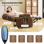 TEKAMON Power Lift Recliner Chair for Elderly with Heat & Massage, Dual Motor Breathable Leather Recliner, Lay Flat Sleeping Chairs with Infinite Position, RemoteControl & USB Ports(Ochre)