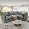 Cloud Modular Sectional Sofa, Waterproof Down Filled Sectional Sofas, High Backrest 4 Seater Sectional Couches for Living Room, Modern Modular Couch with Removable Cover, Dark Gray