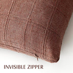 Foindtower Set of 2 Decorative Linen Check Throw Pillow Covers Neutral Farmhouse Vintage Cushion Covers Modern Boho Home Decor for Sofa Chair Couch Bedroom Living Room,24×24 Inch,Autumnal Red