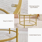 Yaheetech Gold Glass Coffee Table for Living Room, 27.6" Round Glass Coffee Table with Metal Frame, Circle Coffee Table for Home, Office, Apartment