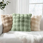 MIULEE Faux Fur Pillow Covers Thick Soft Plush Throw Pillows Luxury Home Decor for Couch Bed Bedroom Living Room Sofa,18x18 Inch Pack of 2 Sage Green