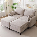 73'' Loveseat Sofa with All Seats Storage, Modular Sectional Couch with Movable Ottoman,Oversized Comfy Couch, 7.8'' Thick Cushion,24.5'' Deep Seat,for Living Room,Bedroom,Apartment,Velet,Khaki