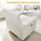 VANOMi Power Swivel Glider Recliner Chair, Electric Nursery Rocker Recliner Chair, USB & Type-C Charger, Boucle White
