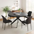 45.3" Round Dining Table Set for 4, Wooden Round Dining Table with Chairs for 4-6 Person, w/Metal Legs, Coffee Table for Kitchen Dining Room, Living Room, Office