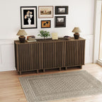 LukeAlon Fluted Sideboard Cabinet, Mid-Century Modern Accent Buffet Cabinet with Storage, 47" Wooden Credenza Cabinets 31.5" Height for Living Room Dining Room Entryway Hallway, Walnut Color