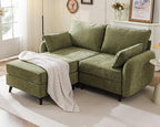 73'' Loveseat Sofa with All Seats Storage, Modular Sectional Couch with Movable Ottoman,Oversized Comfy Couch with 7.8'' Cushion,24.5'' Deep Seat,for Living Room,Bedroom,Velet,Green