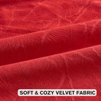 FUTEI Christmas Red Velvet Throw Pillow Covers 16x16 Inch Set of 2,Soft Embossed Leaf-Relief Textured Cushion Cases,Natural Home Decor for Couch Living Room