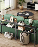 VASAGLE Console Table, 2-Tier Narrow Sofa Table with 2 Shelves, 7.9 x 39.4 x 31.5 Inches, for Living Room, Hallway, Entryway, Charcoal Gray and Ink Black ULNT131B22V1