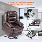 S*MAX Dual Motor Power Lift Recliners Chair for Elderly Infinite Position Full Air Leather Lay Flat Electric Recliner Chairs for Seniors Side Pockets USB Charge Port Brown