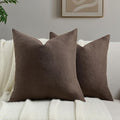 FUTEI Dark Coffee Chenille Throw Pillow Covers 26x26 Inch Set of 2,Soft Wide Chevron Textured Euro Pillow Shams,Farmhouse Home Decor for Couch Bed Living Room