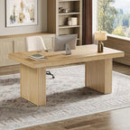 Tribesigns 63" Executive Desk, Modern Executive Office Desk with Thickened Desktop and Heavy-Duty Legs, Wood Writing Workstation Study Table Conference Table for Office, Natural