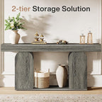 Tribesigns Farmhouse Wood Console Table, 70.9-Inch Entryway Accent Table with U-Shaped Base, 2-Tier Extra Long Sofa Tables for Entrance, Hallway, Living Room (Dark Gray)