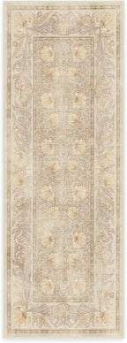 RUGGABLE x Morris & Co Machine Washable Runner Rug – Pimpernel Vintage Stone 2.5x7, Stain-Resistant, Non-Slip – Washable Rug for Hallway, Entryway, Living Room & Kitchen–with Standard Pad