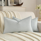 FUTEI Light Blue Chenille Throw Pillow Covers 12x20 Inch Set of 2,Edges Double-Stitched Lumbar Pillow Cases,Modern Home Decor for Couch Living Room