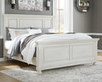 Signature Design by Ashley Robbinsdale Casual Queen Panel Bed, Foundation or Box Spring Required, Wood, 67.75" W x 91.38" D x 60" H, Antiqued White Finish