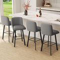 Swivel Bar Stools Set of 4, 30''H Upholstered Barstools with Backs, Modern Counter Height Bar Stool Chairs for Kitchen Island, Metal Legs, Fabric, Gray Counter Stools