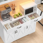 71" Kitchen Pantry Cabinet: Hutch Cabinets with Glass Doors, Pantry Cabinets with Drawers, Adjustable Shelves, LED Light & Power Outlets for Kitchen, Living Room, Dining Room