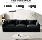 Modular Sectional Sofa, 111.5 Inch I-Shaped Cloud Sofa with Deep Seat Chenille Sofa with Cushions, Three-Self Sectional Sofa for Living Room Apartment,Black