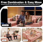 106" Cloud Sectional Couch with L-Shape Chaise & Ottoman, No Assembly Modular Sofa, Deep Seat Plush Corduroy Boneless Couched for Living Room (Pink Plush Corduroy, Left Facing Chaise with Ottoman)
