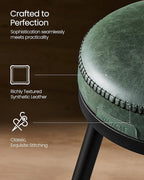 VASAGLE EKHO Collection - Bar Stools Set of 2, Swivel Counter Height Bar Stools with Back, Synthetic Leather with Stitching, Mid-Century Modern, 25.6-Inch Tall Barstools for Kitchen Bar, Forest Green