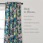Lush Decor Dolores Light Filtering Window Panels, Pair, 52" W x 84" L, Navy & Multi - Floral Curtains for Bedroom - Vintage Curtains - Coquette Room Decor