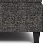 SIMPLIHOME Harrison 40 inch Wide Transitional Square Large Coffee Table Storage Ottoman in Ebony Polyester Tweed, Assembled, for The Living Room and Bedroom