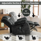 CANMOV Massage Swivel Rocker Recliner Chair with Heat and Vibration, 360 Degree Swivel Manual Recliners Antiskid Fabric Single Sofa Heavy Duty Reclining Chair for Living Room, Grey Green