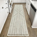 RUGGABLE x Jonathan Adler Machine Washable Modern Runner Rug – Inkdrop Camel & Ivory 2.5x10, Stain-Resistant, Non-Slip – Washable Rug for Hallway, Entryway, Living Room & Kitchen–with Standard Pad