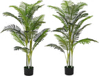 Christopher Knight Home Alene Set of 2 61''H Artificial Tree Indoor, Artificial Palm Tree with Nursery Pot, Tropical Style Faux Tree and Black Plastic Pot, Artificial Plant for Home Office Decor,Green