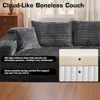 106" Cloud Sectional Couch with Chaise Lounge,L Shaped Modular Modern Sofa,Comfy Corduroy Fluffy Sofa with Deep Seat,No Assembly Required Couch for Living Room(Right,Plush Corduroy,Gray)