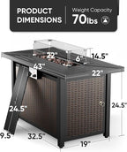 HUMMUH 5-Piece Patio Furniture Set with Fire Pit,Wicker Outdoor Rocking Chairs Patio Sofa for Backyard,Poolside,Deck
