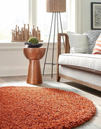 Unique Loom Solid Shag Collection Area Rug (4' 1" Round, Terracotta)