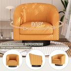 360° Swivel Accent Chairs, Modern Bucket Chair, Corduroy Barrel Armchair, Comfy Boucle Chair, Single Sofa for Living Room Bedroom. Orange