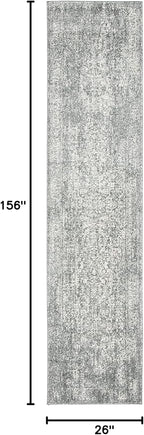 SAFAVIEH Evoke Collection 2'2" x 13' Silver / Ivory EVK256S Oriental Distressed Non-Shedding Living Room Bedroom Runner Rug