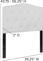 BizChair Tufted Upholstered Twin Size Headboard in White Fabric