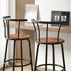 VECELO Bar Stools Set of 2, Swivel Counter Barstools with Backrest, Bar Height Chairs for Dining Room, Kitchen Island, Pub, Easy Assembly, Retro Brown
