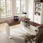 EUREKA ERGONOMIC 60x26 Executive Standing Desk with File Cabinet Drawers,L Shaped Adjustable Height Desk Home Office Computer Desk with Storage