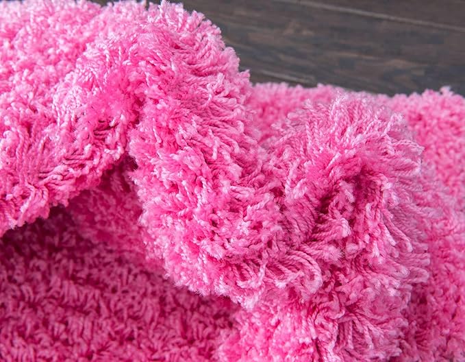 Unique Loom Solid Shag Collection Area Rug (2' x 6' 5" Runner, Taffy Pink)