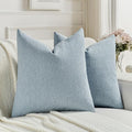 FUTEI Denim Blue Chenille Decorative Throw Pillow Covers 26x26 Inch Set of 2,Soft Cozy Faux Linen Textured Euro Pillow Shams,Farmhouse Home Decor for Couch Living Room