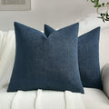 FUTEI Navy Blue Chenille Throw Pillow Covers 24x24 Inch Set of 2,Soft Striped & Diamond Textured European Cushion Cases,Modern Home Decor for Couch Living Room